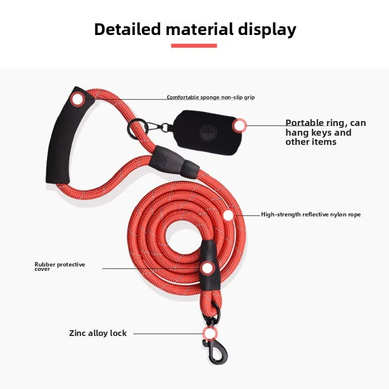 Reflective Pet Leash, Explosion-Proof, Webbing, Dog Leash, Anti-Lost Dog Leash