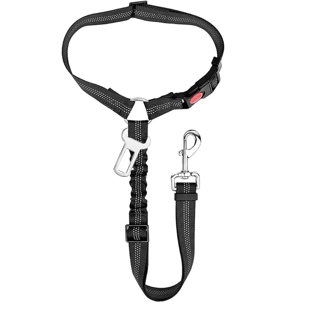 2-In-1 Dog Car Seatbelt Headrest Restraint Adjustable Reflective Pet Safety Seat Belt Clip Buckle Tether Large Medium Small Dogs
